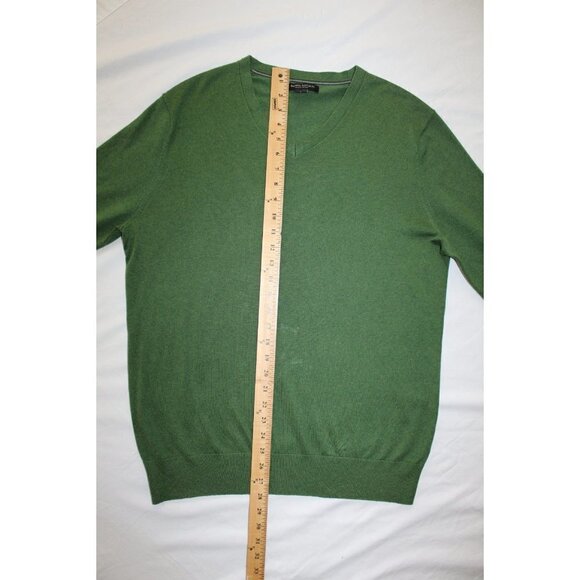 Banana Republic Silk & Cashmere Luxury Blend Men Green Sweater V Neck Size L - Picture 3 of 9